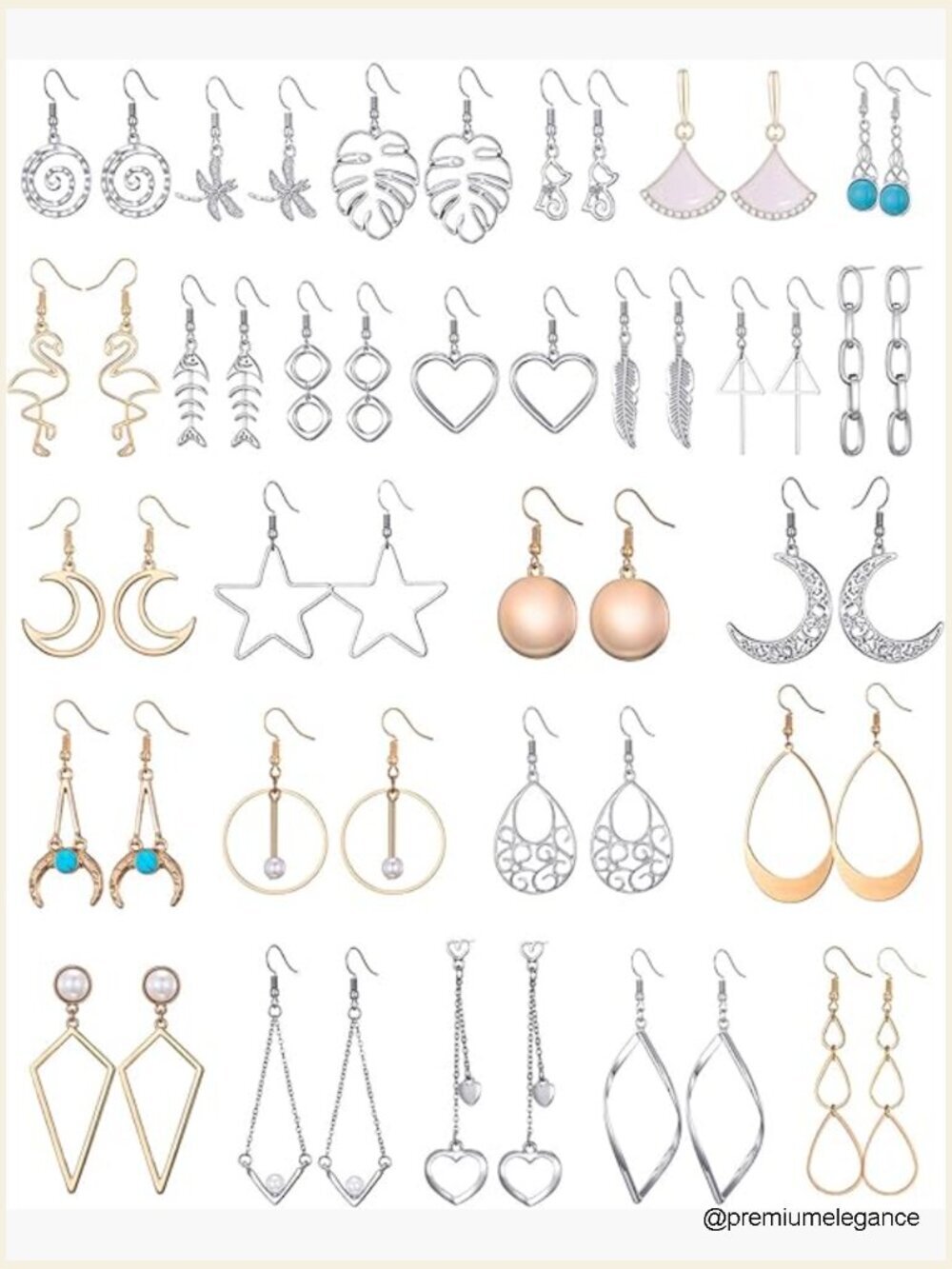 16 Pairs Silver Dangle Earrings, Hypoallergenic Diamond Stud Earrings for Women